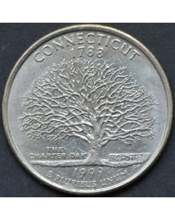25 центов (квотер) "штат Коннектикут" 1999 года США 