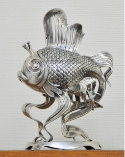 Икорница "Золотая рыбка" из серебра 925 пробы