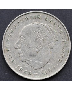 2 марок 1972 года  ФРГ - "Теодор Хойс, 20 лет Федеративной Республике (1949-1969)"